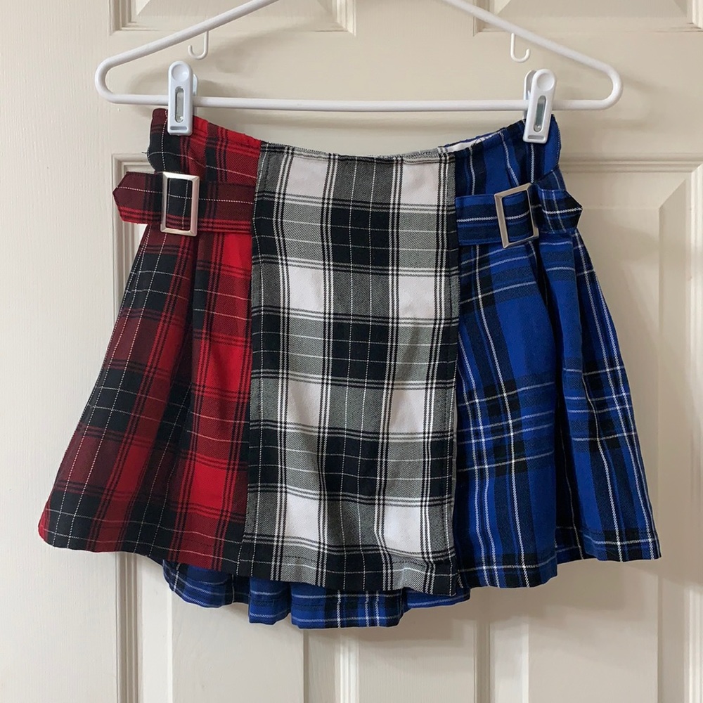 🌷3 for $25🌷Justice, US 12 (Girl), Blue Red White & Black Plaid Mini Skirt